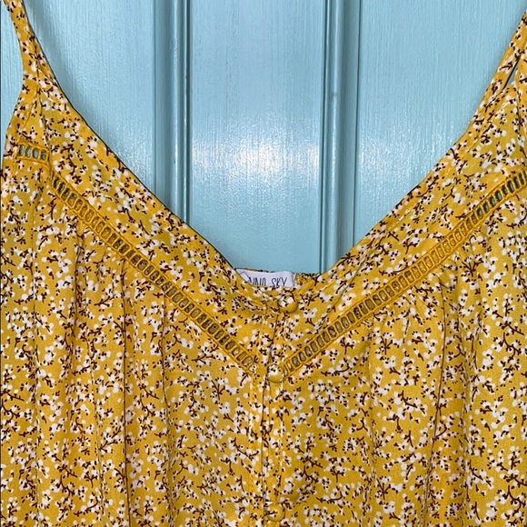 Yellow button up tank blouse - Picture 2 of 3